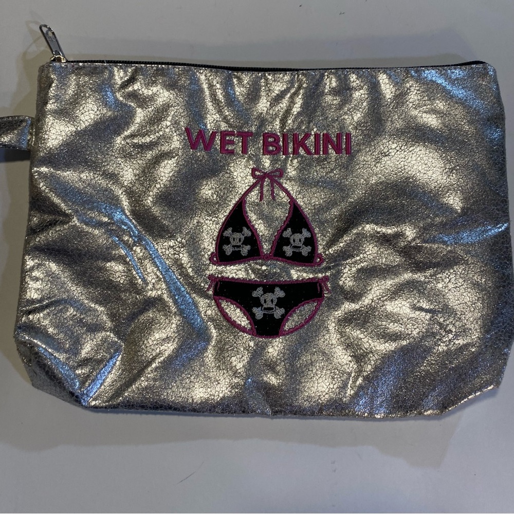 Wet Bikini bag, lined. Just right for small bathing suit. Embroidered see note
